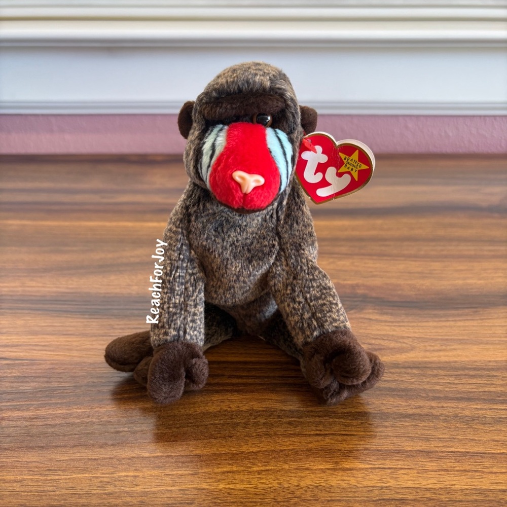 Ty Beanie Baby Cheeks The Baboon Monkey Stuffed Animal Plush
